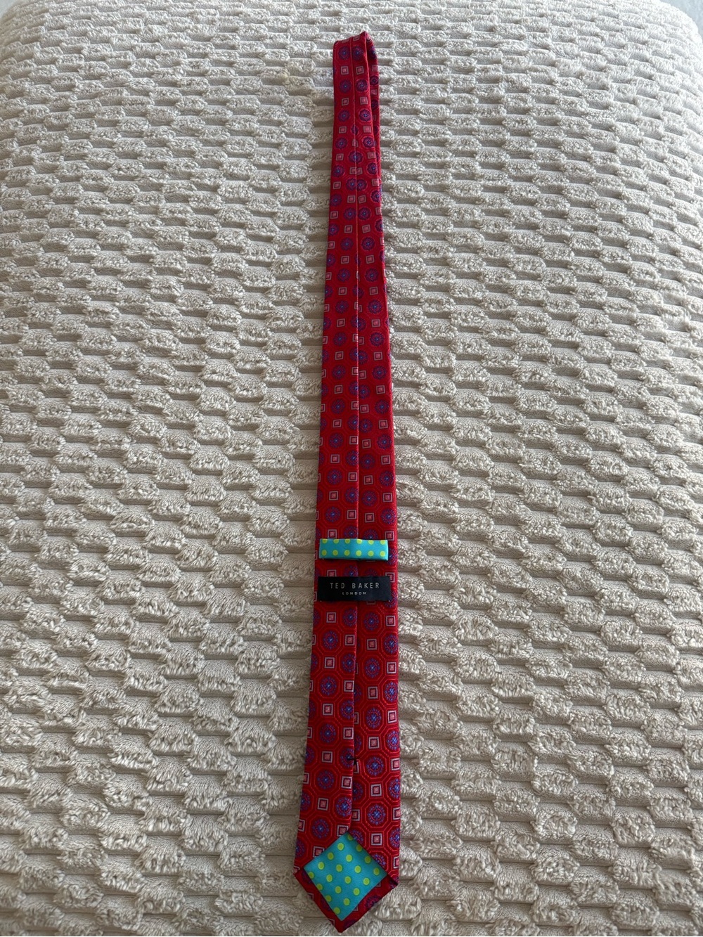Ted Baker London Red Geometric Silk Medallion Necktie